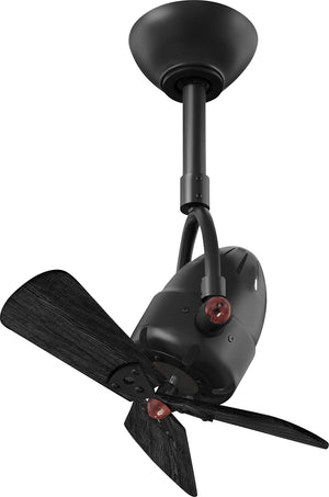 Matthews Fan DI-BK-WDBK Diane oscillating ceiling fan in Matte Black finish with solid matte black wood blades.