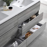 Fresca FVN93-3636HA-D Fresca Lazzaro 72" Glossy Ash Gray Free Standing Double Sink Modern Bathroom Vanity w/ Medicine Cabinet