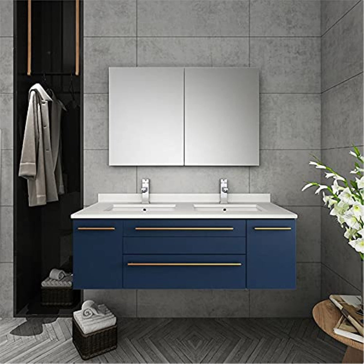 Fresca FCB6148RBL-UNS-CWH-U Royal Blue Bathroom Cabinet