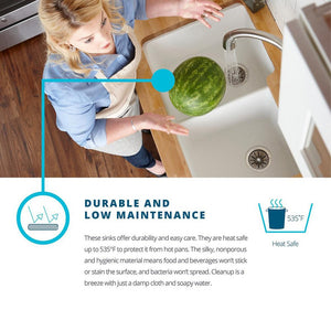 Elkay ELXUFP3620RT0 Quartz Luxe Single Bowl Farmhouse Sink with Perfect Drain, Ricotta