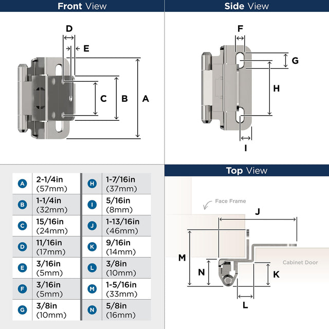 Amerock BPR756526 Cabinet Hinge 3/8 in (10 mm) Inset Self Closing Partial Wrap Polished Chrome Kitchen Cabinet Door Hinge 1 Pair/2 Pack Functional Hardware
