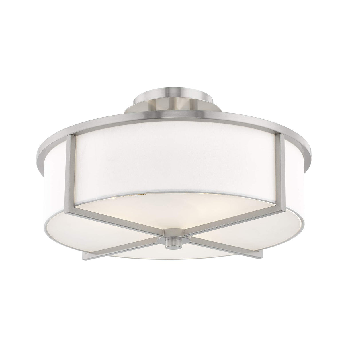 Livex Lighting 51074-91 Transitional Three Light Ceiling Mount from Wesley Collection in Pwt, Nckl, B/S, Slvr. Finish, Brushed Nickel