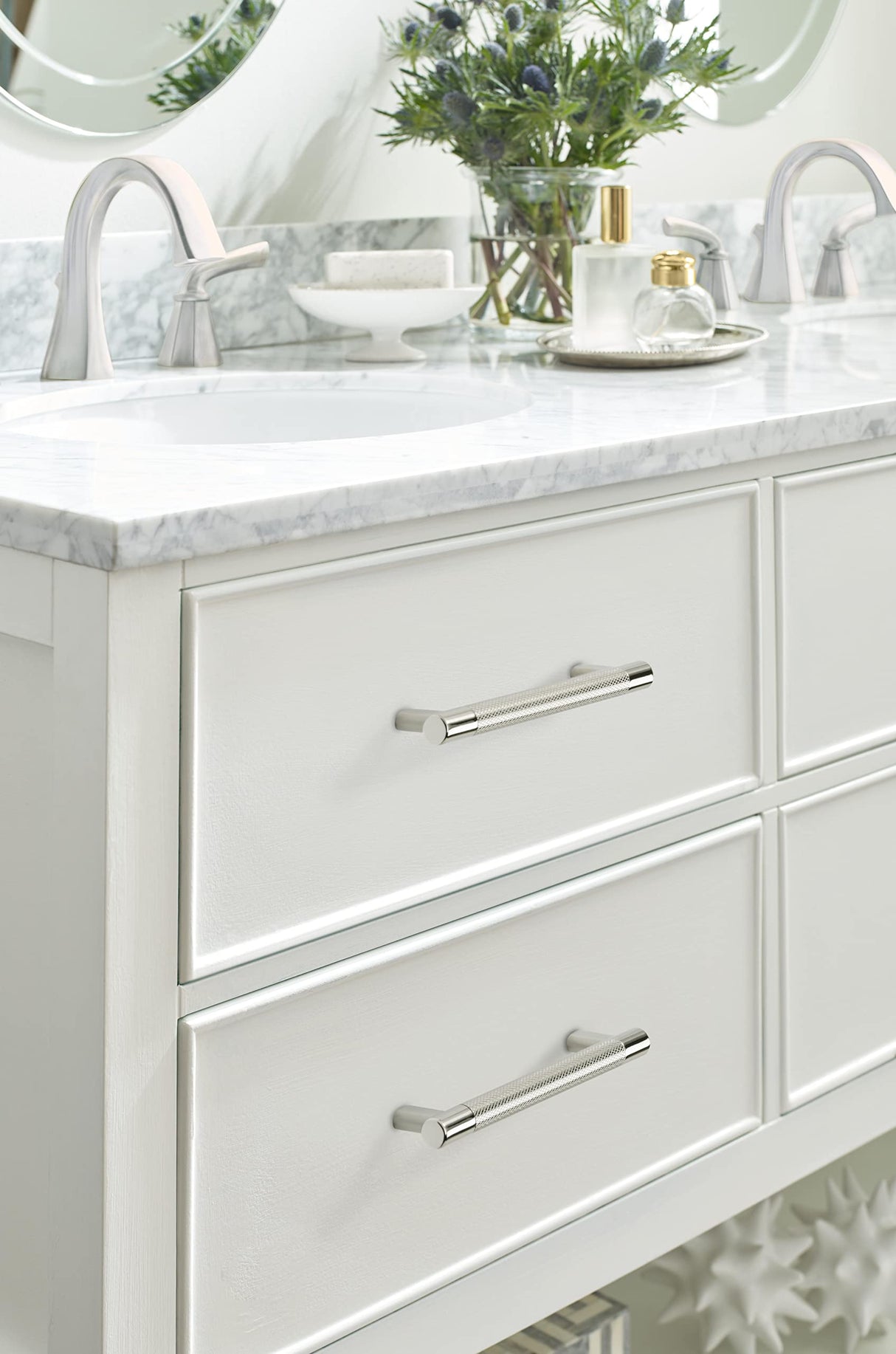 Amerock Kitchen Cabinet Pull Polished Nickel 6-5/16 in (160 mm) Center-to-Center Bronx 1 Pack Furniture Hardware Cabinet Handle Bathroom Drawer Pull