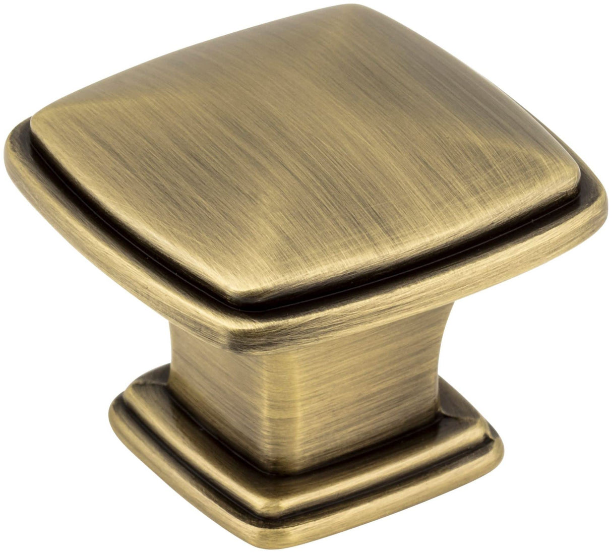 Jeffrey Alexander 1091AB 1-3/16" Overall Length Brushed Antique Brass Square Milan 1 Cabinet Knob