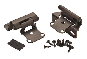 Amerock Cabinet Hinge 1/4 inch (6 mm) Overlay Hinge Oil Rubbed Bronze 2 Pack Self-Closing Hinge Partial Wrap Hinge Cabinet Door Hinge