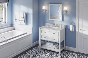 Jeffrey Alexander VKITADL36WHBOR 36" White Adler Vanity, Boulder Cultured Marble Vanity Top, undermount rectangle bowl