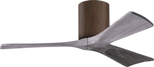 Matthews Fan IR3H-WN-BW-42 Irene-3H three-blade flush mount paddle fan in Walnut finish with 42” solid barn wood tone blades. 