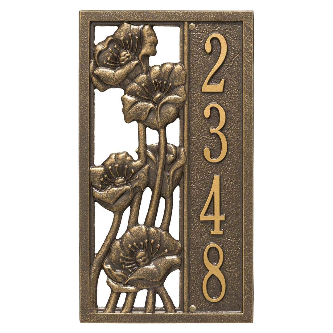 Whitehall 3111OG - Personalized Flowering Poppies Plaque - Vertical - 1 Line