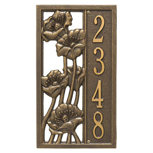Whitehall 3111OG - Personalized Flowering Poppies Plaque - Vertical - 1 Line