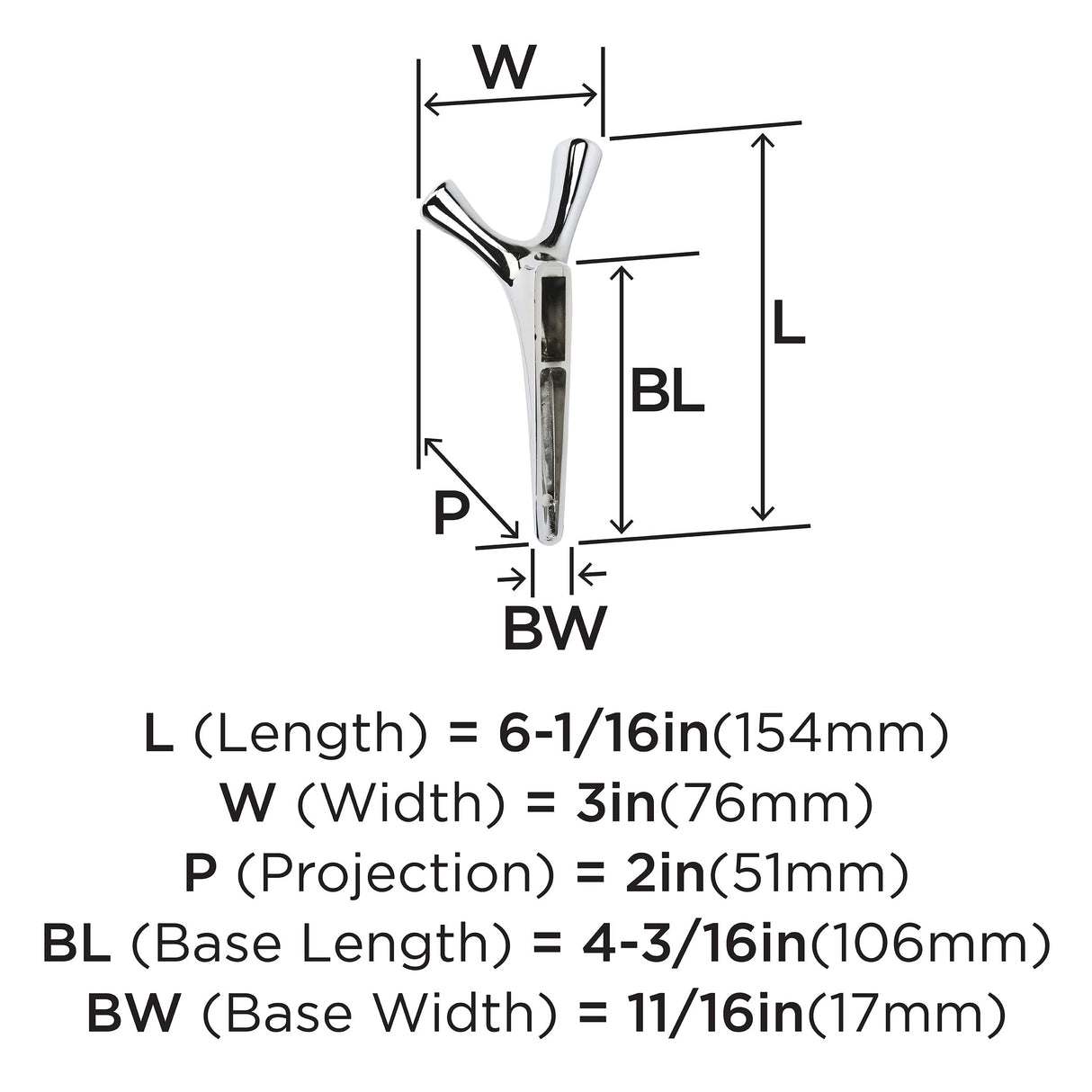 Amerock HBX3701726 Kodiak Double Prong Decorative Wall Hook Polished Chrome Hook for Coats, Hats, Backpacks, Bags Hooks for Bathroom, Bedroom, Closet, Entryway, Laundry Room, Office
