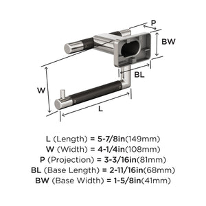 Amerock BH26617PNGM Polished Nickel/Gunmetal Single Post Toilet Paper Holder 5-7/8 in. (149 mm) Length Toilet Tissue Holder Esquire Bath Tissue Holder Bathroom Hardware Bath Accessories