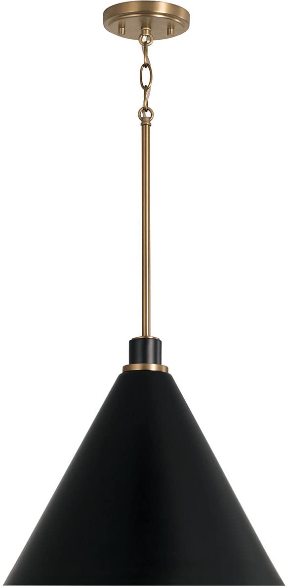 Capital Lighting 350112AB Bradley 1 Light Pendant Aged Brass and Black