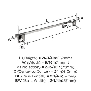 Amerock BH3609426 Chrome Towel Bar 24 in (610 mm) Towel Rack Stature Bathroom Towel Holder Bathroom Hardware Bath Accessories