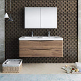 Fresca FVN9048RW-D Fresca Tuscany 48" Rosewood Wall Hung Double Sink Modern Bathroom Vanity w/ Medicine Cabinet