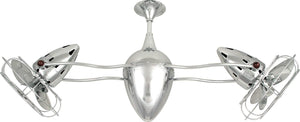 Matthews Fan AR-CR-MTL-DAMP Ar Ruthiane 360° dual headed rotational ceiling fan in polished chrome finish with metal blades for damp location.