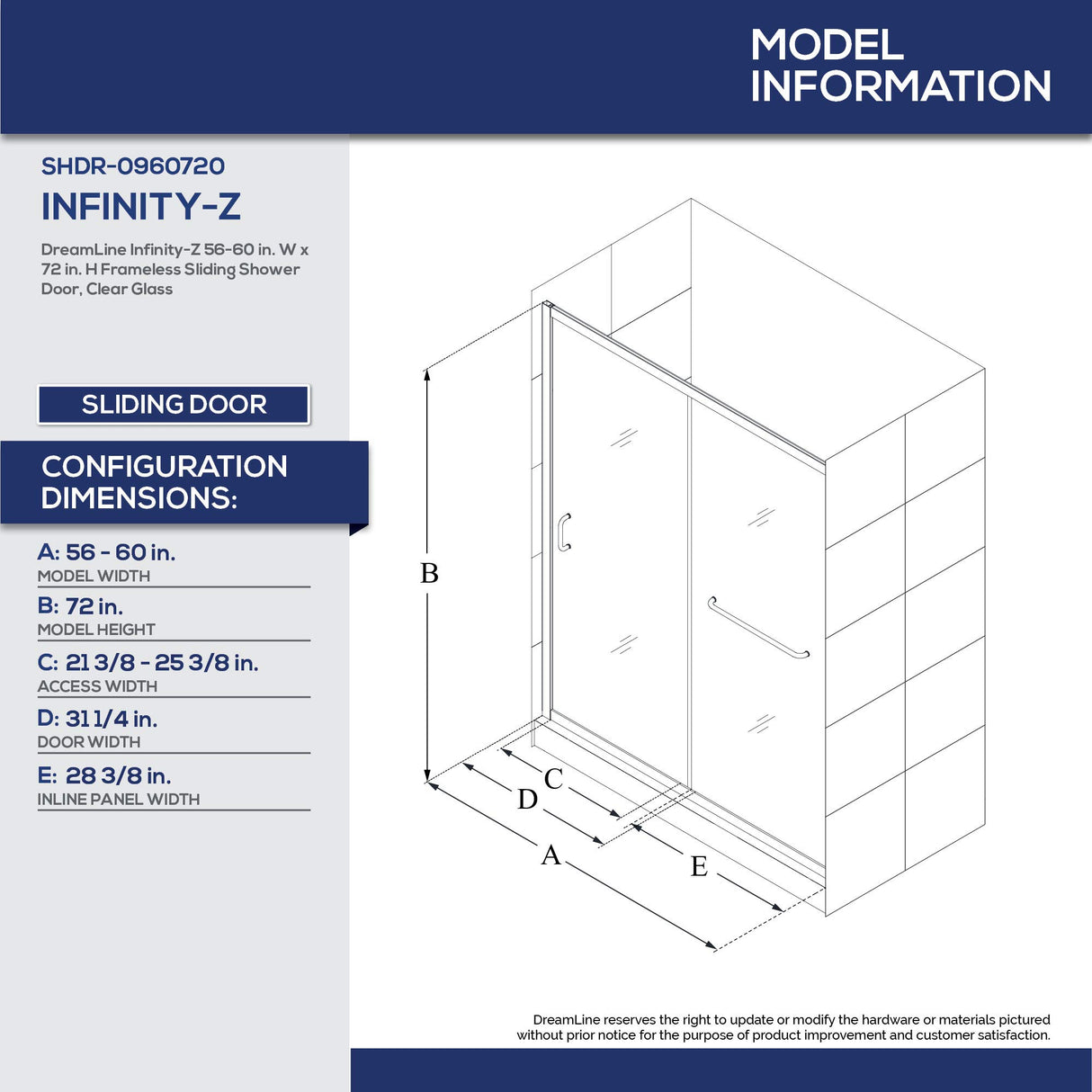 DreamLine Infinity-Z 30 in. D x 60 in. W x 76 3/4 in. H Clear Sliding Shower Door in Brushed Nickel, Left Drain Base and Backwalls, DL-6116L-04CL