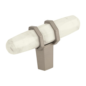 Amerock Cabinet Knob Marble White/Satin Nickel  2-1/2 inch (64 mm) Length Carrione 1 Pack Drawer Knob Cabinet Hardware