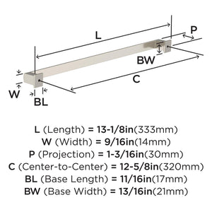 Amerock BP37362G10 Satin Nickel Cabinet Pull 12-5/8 in (320 mm) Center-to-Center Cabinet Handle Appoint Drawer Pull Kitchen Cabinet Handle Furniture Hardware