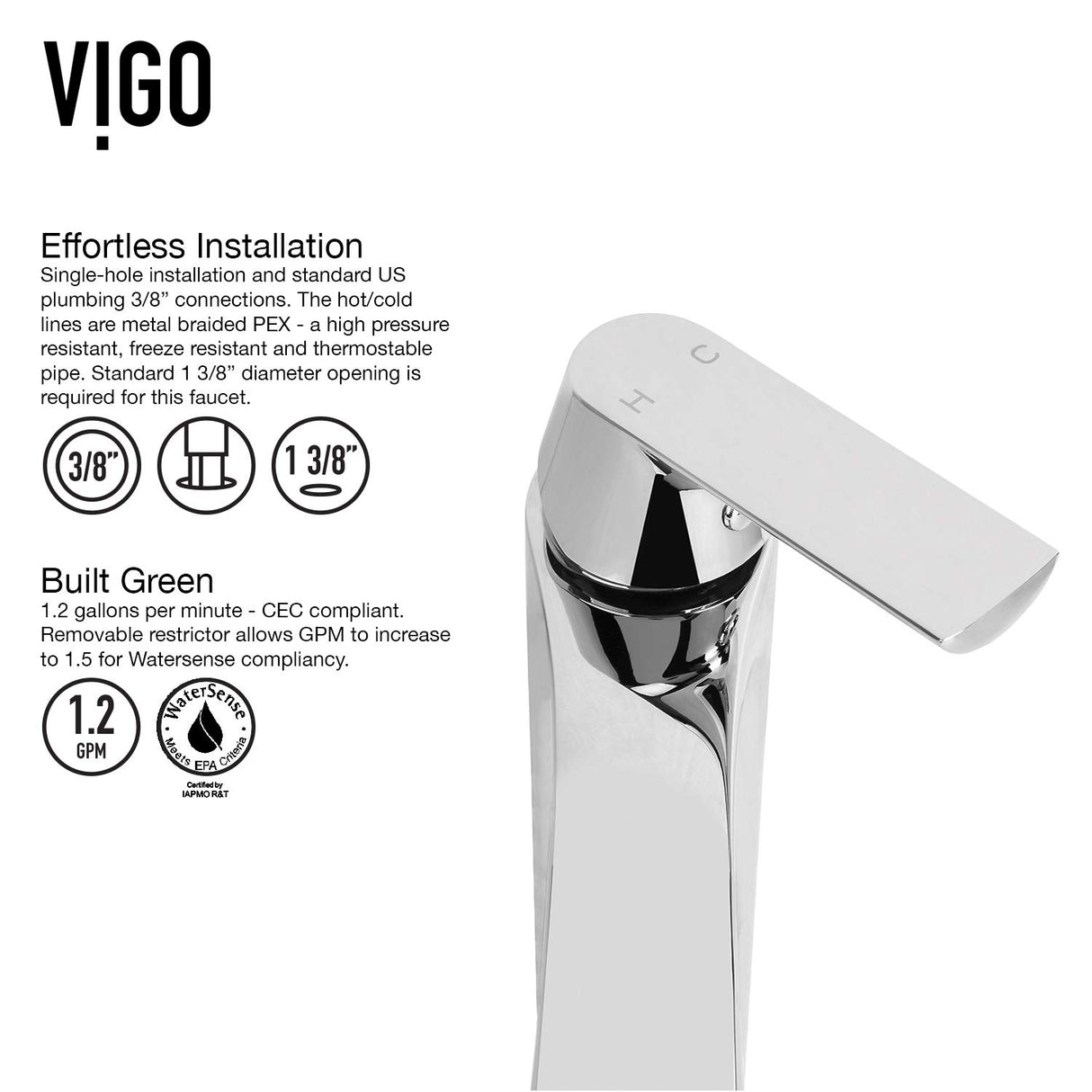 VIGO Linus 10.625 inch H Single Hole Single Handle Bathroom Faucet in Chrome - Vessel Sink Faucet VG03013CH