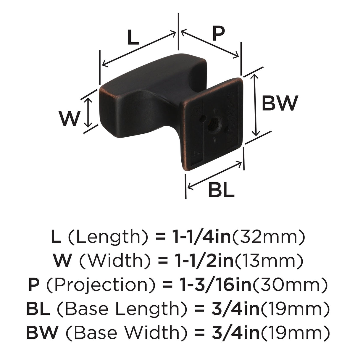 Amerock Cabinet Knob Oil Rubbed Bronze 1-1/4 inch (32 mm) Length Mulholland 1 Pack Drawer Knob Cabinet Hardware