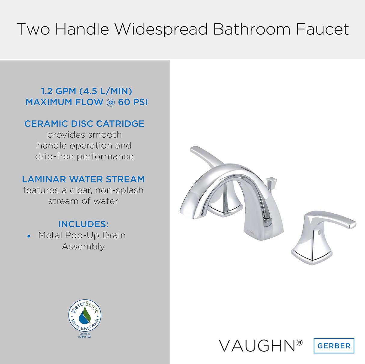 Gerber D304118BB Brushed Bronze Vaughn Two Handle Widespread Faucet