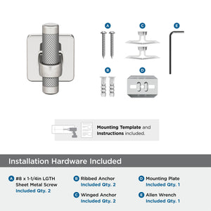 Amerock BH36563PNSS Polished Nickel/Stainless Steel Single Robe Hook 2-11/16 in. (68 mm) Length Towel Holder Esquire Towel Hook for Bathroom Bathroom Hardware Bath Accessories