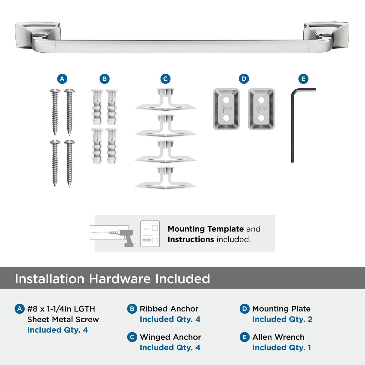 Amerock BH3601326 Chrome Towel Bar 18 in (457 mm) Towel Rack Highland Ridge Bathroom Towel Holder Bathroom Hardware Bath Accessories