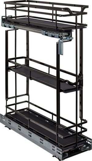 Hardware Resources SWS-BPO5BN 5" Black Nickel STORAGE WITH STYLE® Metal "No Wiggle" Base Pullout, Preassembled with Soft-close Slides