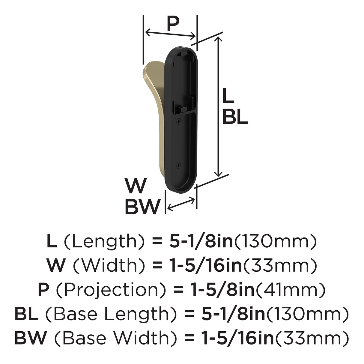 Amerock HBX37012MBBBZ Unison Single Prong Decorative Wall Hook Matte Black/Golden Champagne Hook for Coats, Hats, Backpacks, Bags Hooks for Bathroom, Bedroom, Closet, Entryway, Laundry Room
