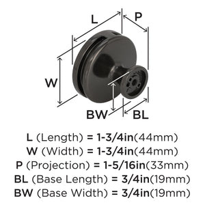 Amerock Cabinet Knob Gunmetal 1-3/4 inch (44 mm) Diameter Oberon 1 Pack Drawer Knob Cabinet Hardware