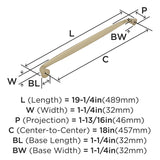 Amerock Appliance Pull Golden Champagne 18 inch (457 mm) Center to Center Kane 1 Pack Drawer Pull Drawer Handle Cabinet Hardware