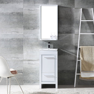 Fresca FVN8118WH Fresca Allier 16" White Modern Bathroom Vanity w/ Mirror