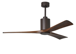 Matthews Fan PA3-TB-WA-60 Patricia-3 three-blade ceiling fan in Textured Bronze finish with 60” solid walnut tone blades and dimmable LED light kit 