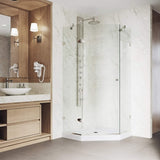 VIGO VG6061BNCL38WS 38.0" -38.13"W -76.75"H Frameless Hinged Neo-angle Shower Enclosure with Clear 0.38" Tempered Glass Stainless Steel Hardware in Brushed Nickel Finish, Reversible Handle and Base