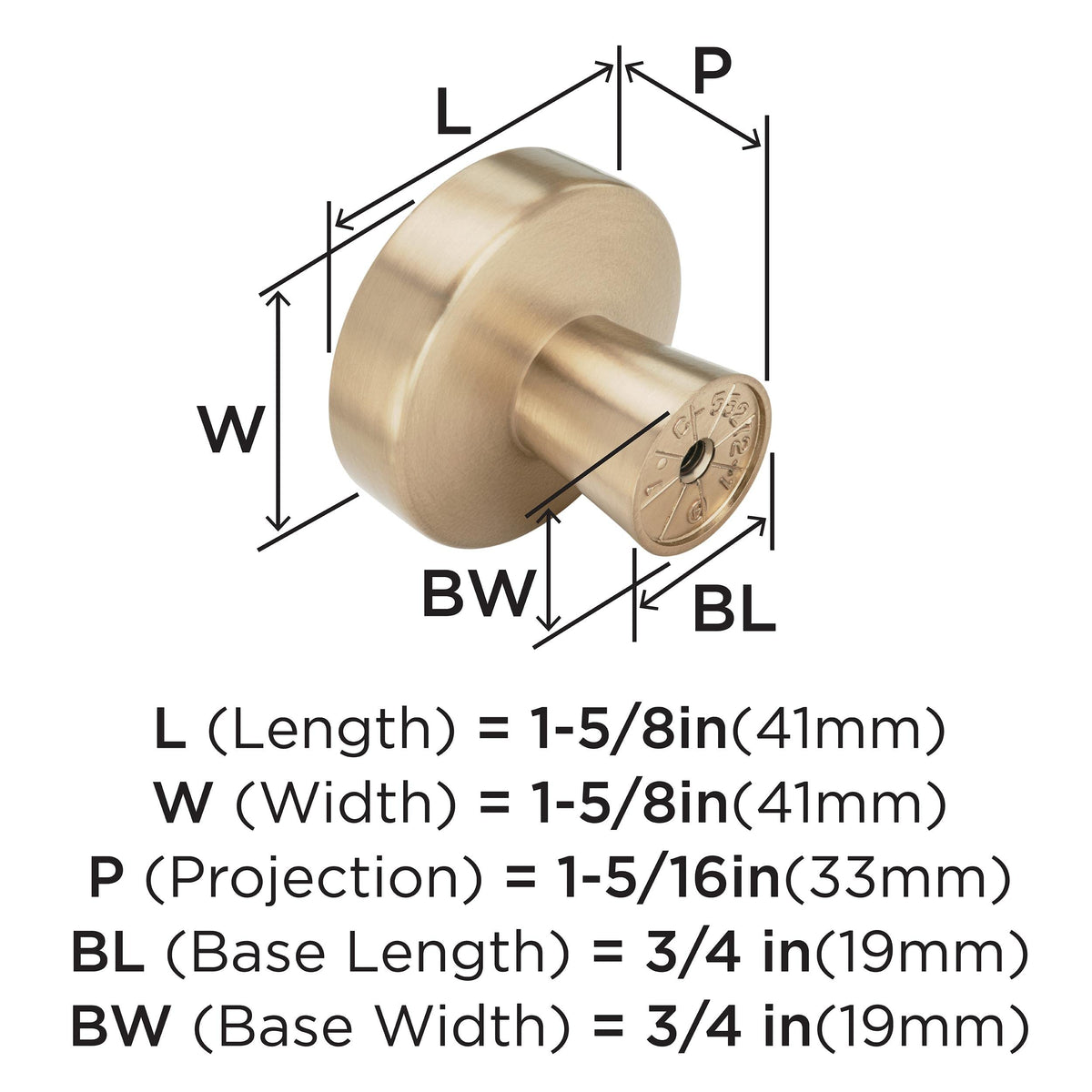Amerock Cabinet Knob Champagne Bronze 1-5/8 inch (41 mm) Diameter Blackrock 1 Pack Drawer Knob Cabinet Hardware