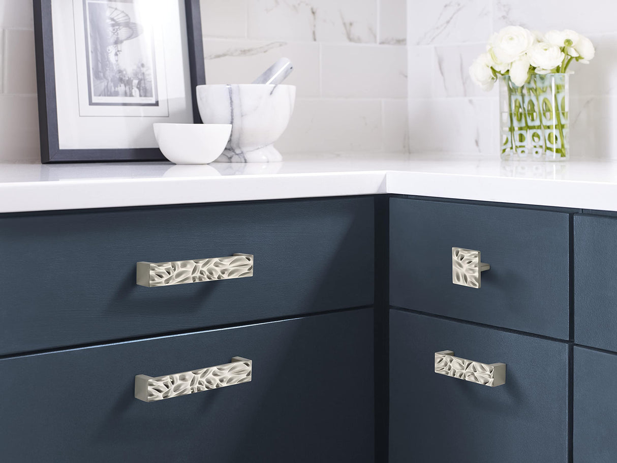 Amerock Cabinet Pull Satin Nickel 1-1/4 inch (32 mm) Center to Center Calathea 1 Pack Drawer Pull Drawer Handle Cabinet Hardware