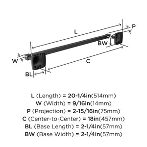Amerock BH36093MB Matte Black Towel Bar 18 in (457 mm) Towel Rack Stature Bathroom Towel Holder Bathroom Hardware Bath Accessories