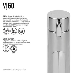 VIGO Grant 12.75 inch H Single Hole Single Handle Bathroom Faucet in Chrome - Vessel Sink Faucet VG03003CH