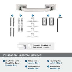 Amerock BH3601126 Chrome Pivoting Double Post Toilet Paper Holder 10-5/8 in. (270 mm) Length Toilet Tissue Holder Highland Ridge Bath Tissue Holder Bathroom Hardware Bath Accessories