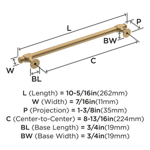 Amerock Cabinet Pull Champagne Bronze 8-13/16 inch (224 mm) Center-to-Center Winsome 1 Pack Drawer Pull Cabinet Handle Cabinet Hardware