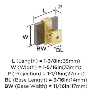 Amerock Cabinet Knob Black Chrome/Brushed Gold 1-3/8 inch (35 mm) Length Overton 1 Pack Drawer Knob Cabinet Hardware