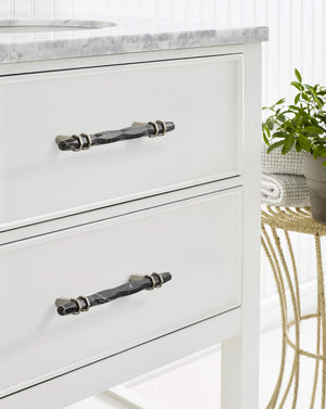 Amerock Cabinet Pull Marble Black/Satin Nickel 5-1/16 inch (128 mm) Center-to-Center Carrione 1 Pack Drawer Pull Drawer Handle Cabinet Hardware