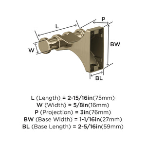 Amerock BH36050BBZ Golden Champagne Double Robe Hook 2-15/16 in. (75 mm) Length Towel Holder Davenport Towel Hook for Bathroom Bathroom Hardware Bath Accessories