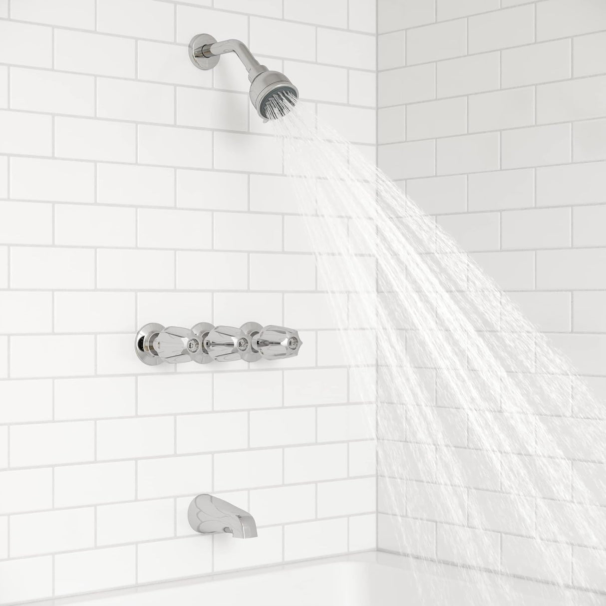 Polished Chrome Pfister 3-handle Tub & Shower Faucet LG01-1120