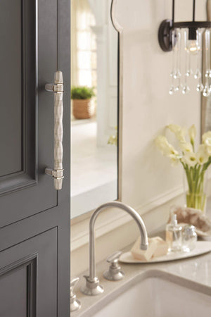Amerock Cabinet Pull Marble White/Polished Nickel  6-5/16 inch (160 mm) Center to Center Carrione 1 Pack Drawer Pull Drawer Handle Cabinet Hardware