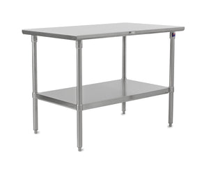 John Boos ST6-3660SSK Stallion Stainless Steel Flat Top Work Table with Adjustable Lower Shelf and Legs, 60" Length x 36" Width