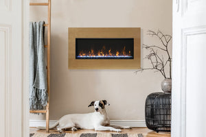 Amantii BI-40-XTRASLIM Panorama Xtraslim Full View Smart Electric  - 40" Indoor /Outdoor WiFi Enabled  Fireplace, featuring a MultiFunction Remote, Multi Speed Flame Motor, Glass Media & a Black Trim