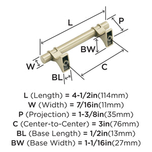Amerock Cabinet Pull Golden Champagne 3 inch (76 mm) Center to Center Davenport 1 Pack Drawer Pull Drawer Handle Cabinet Hardware
