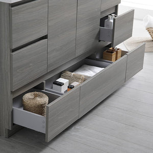 Fresca FVN9360MGO-S Fresca Lazzaro 60" Gray Wood Free Standing Single Sink Modern Bathroom Vanity w/ Medicine Cabinet
