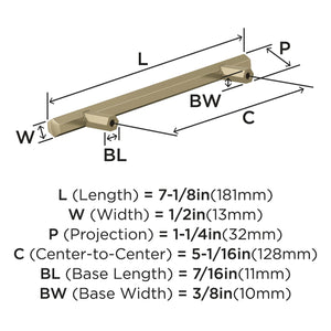 Amerock Cabinet Pull Golden Champagne 5-1/16 in (128 mm) Center-to-Center Drawer Pull Caliber Kitchen and Bath Hardware Furniture Hardware